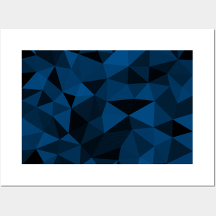 Dark blue and black geometric mesh pattern Posters and Art